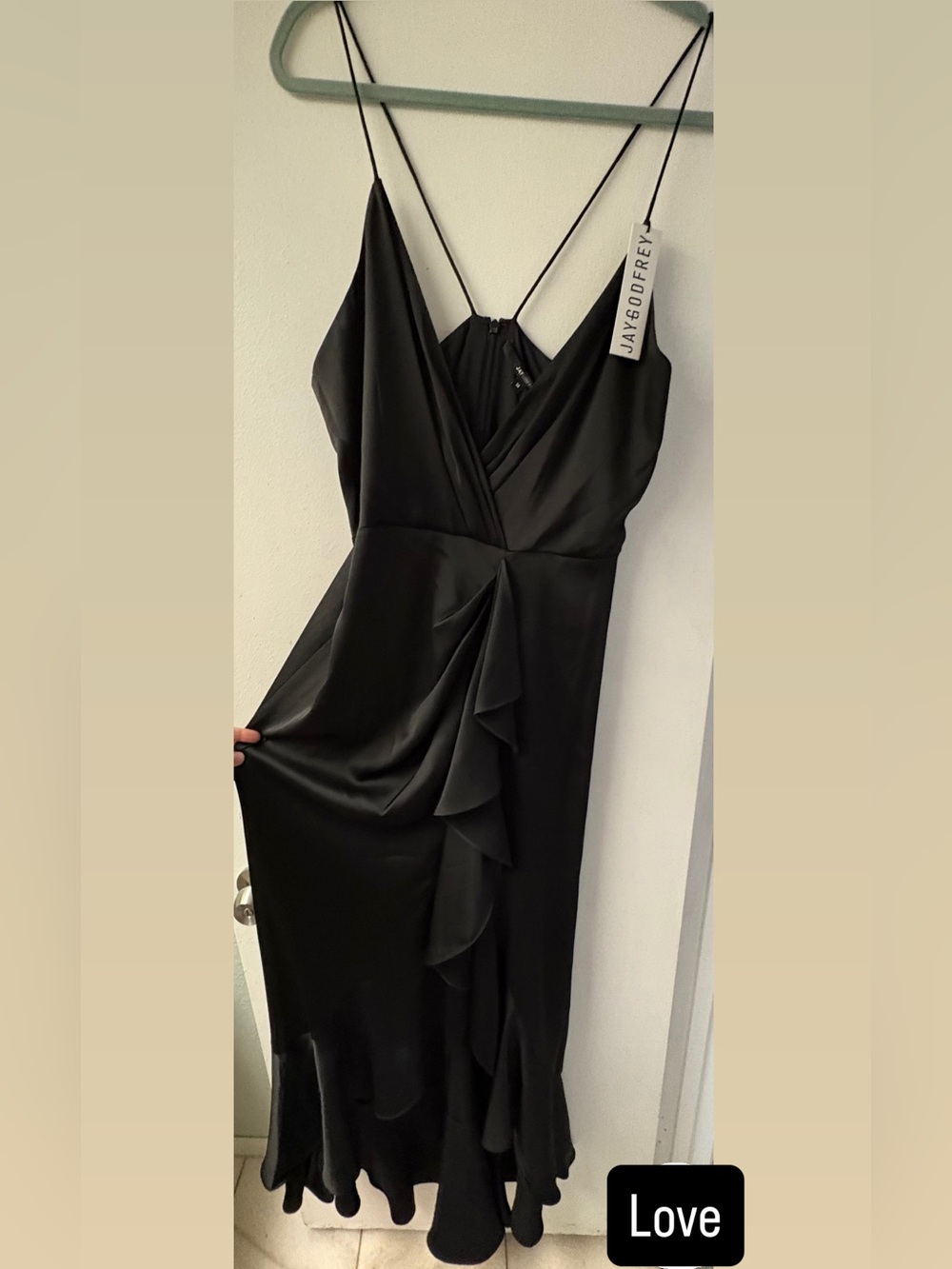 New with tags size 14 Jay Godfrey Black Draped V-Neck Evening Dress
